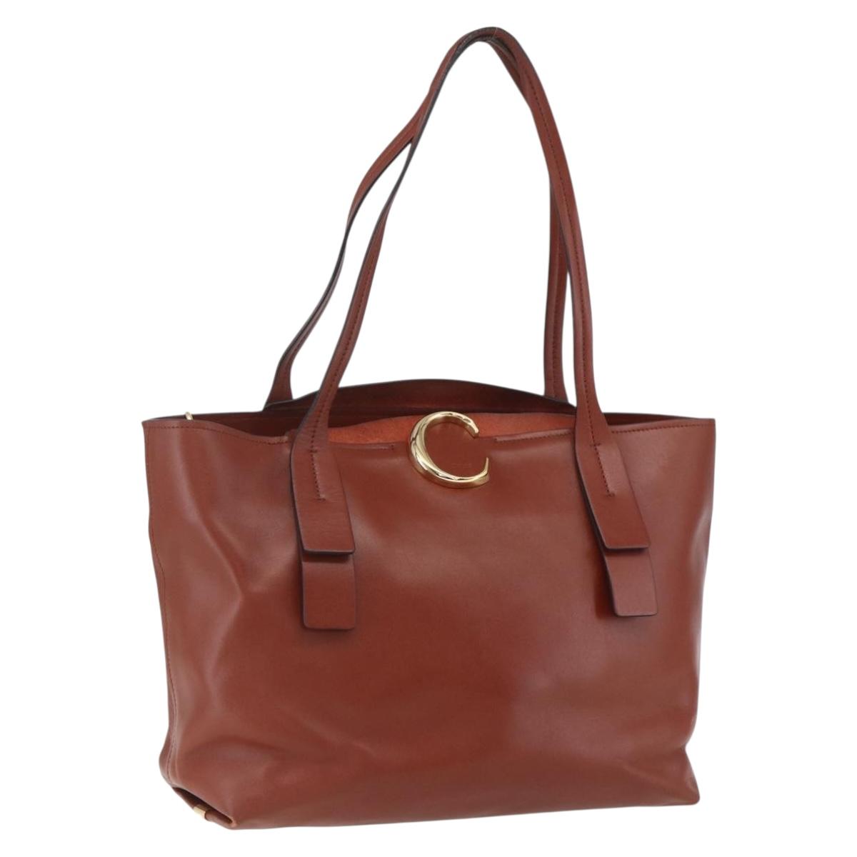 Chloe Tote Bag Leather Brown Gold
