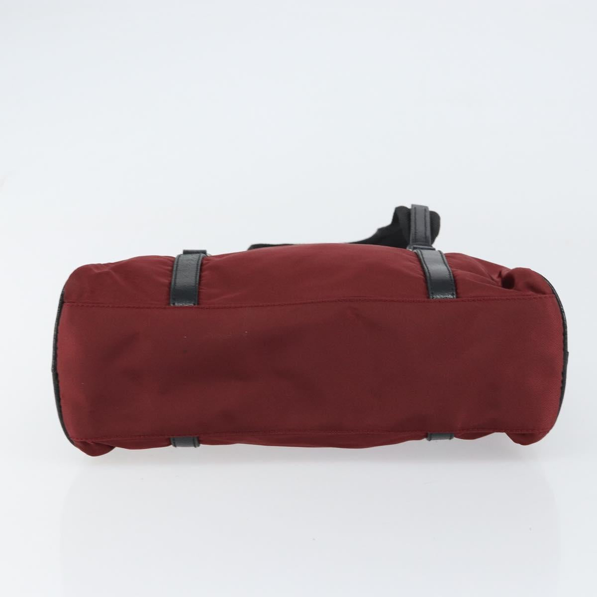 PRADA Hand Bag Nylon Bordeaux Silver