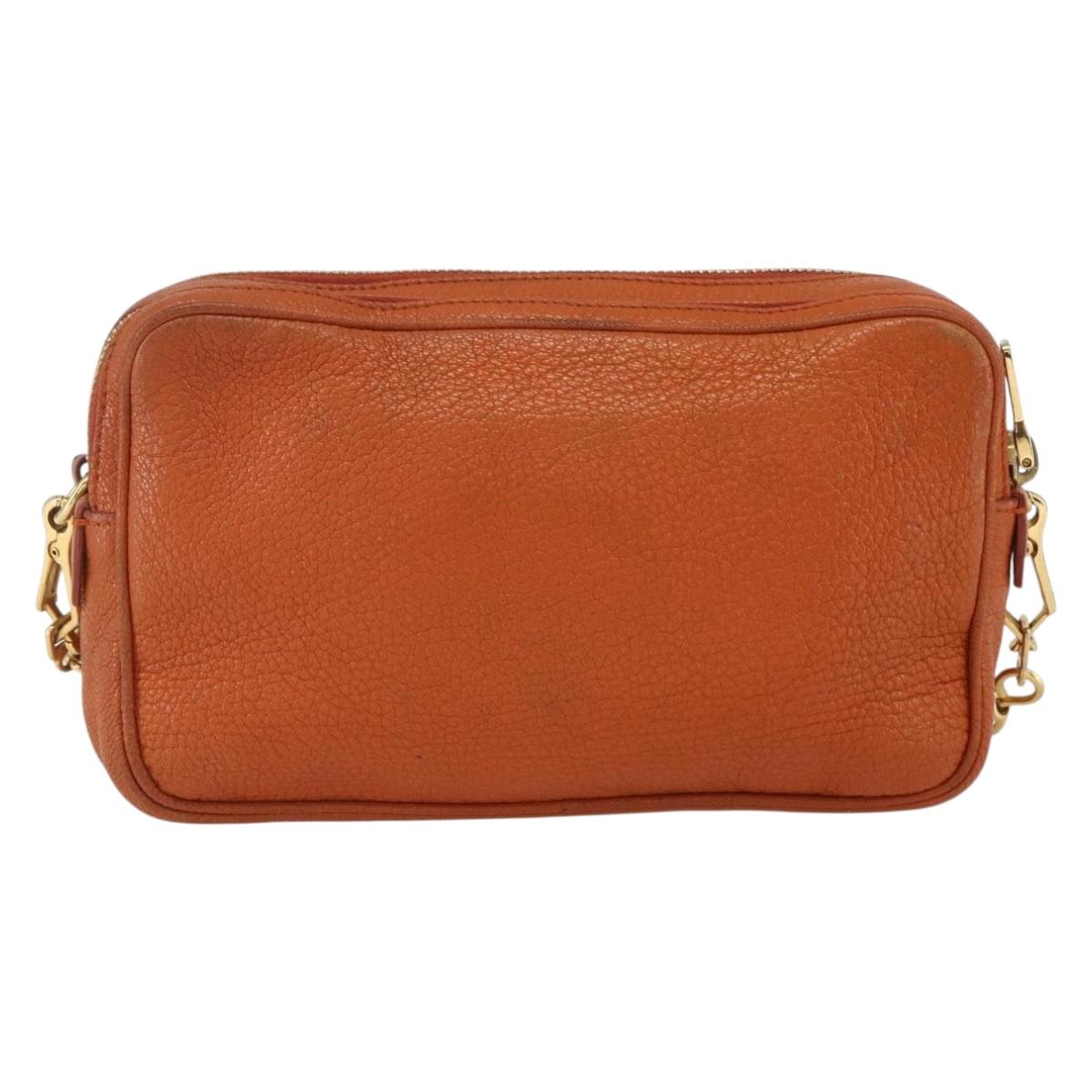 Miu Miu Shoulder Bag Leather Orange Gold