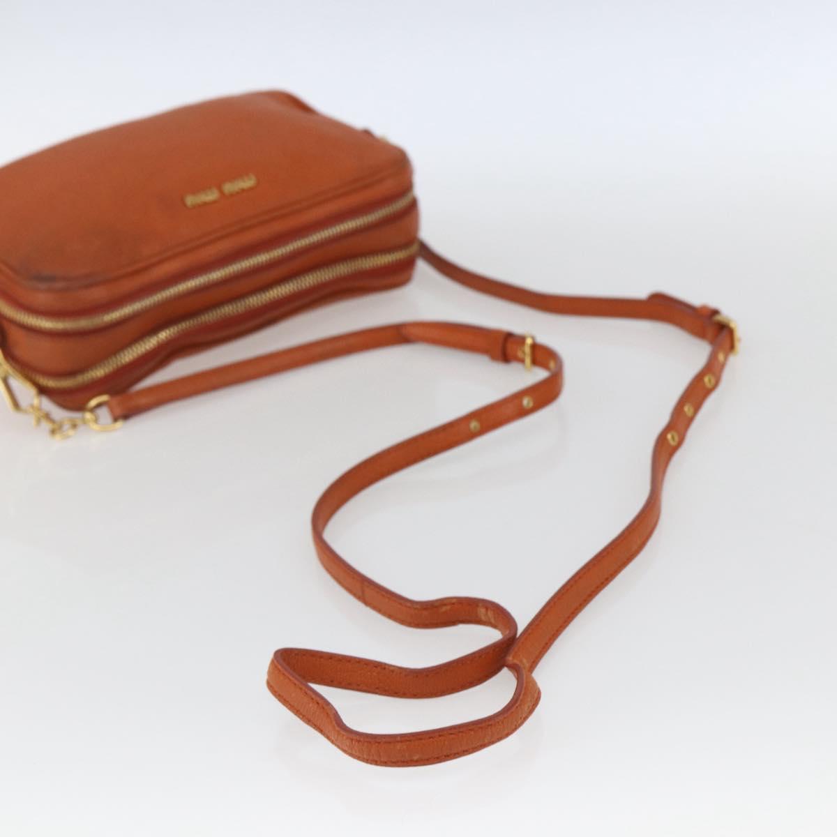 Miu Miu Shoulder Bag Leather Orange Gold