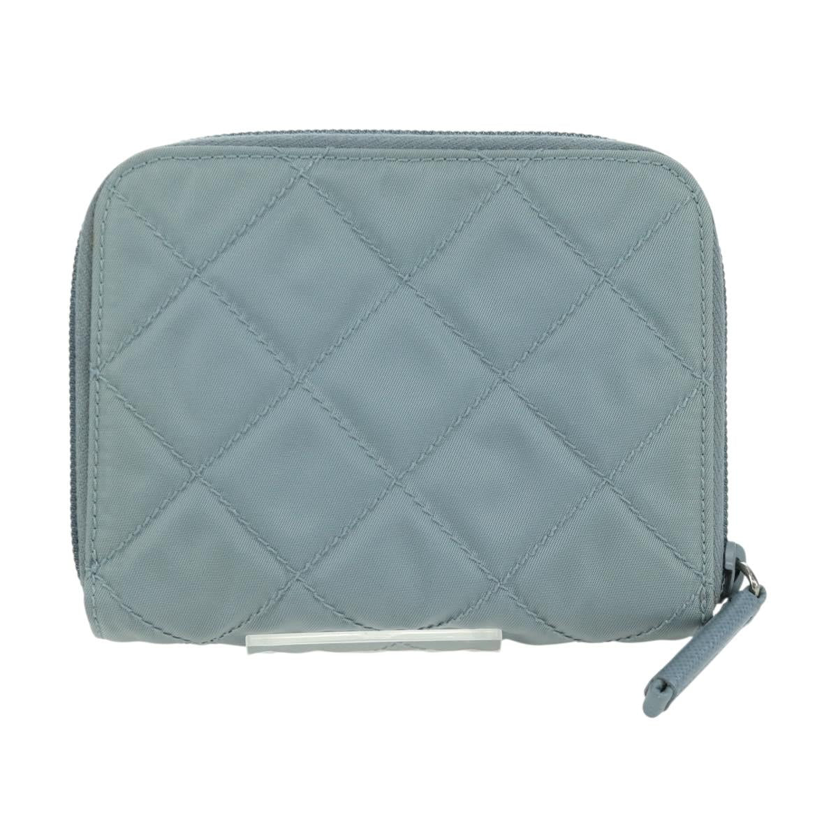 PRADA Round Compact Wallet Wallet Nylon Light Blue 1ML605
