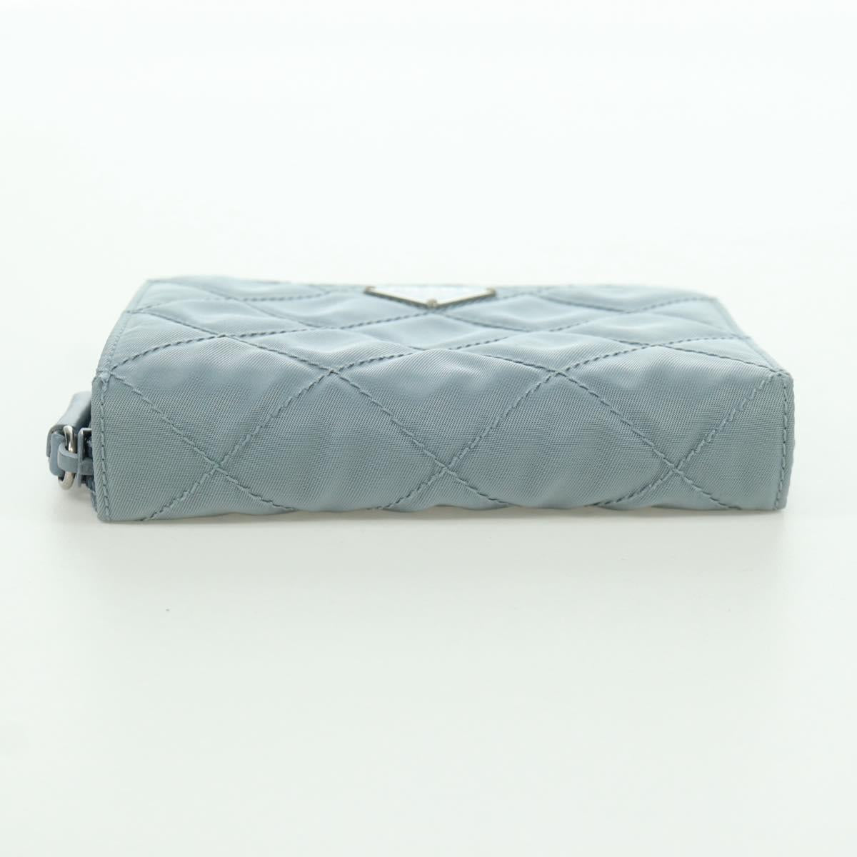PRADA Round Compact Wallet Wallet Nylon Light Blue 1ML605
