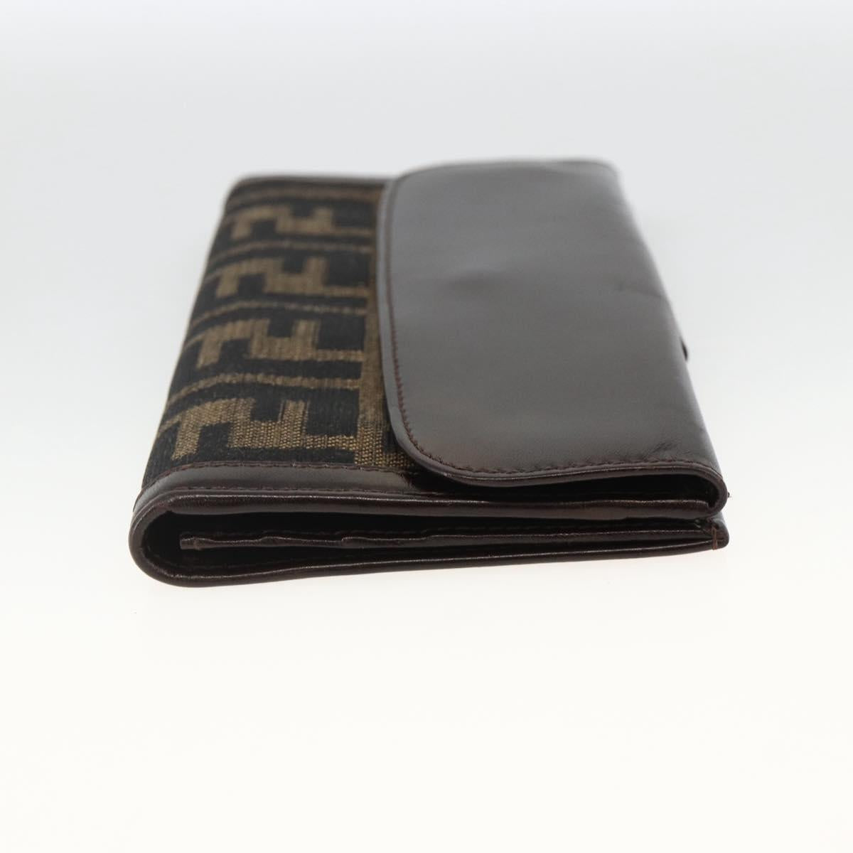 FENDI Zucca Canvas Long Wallet Black Brown