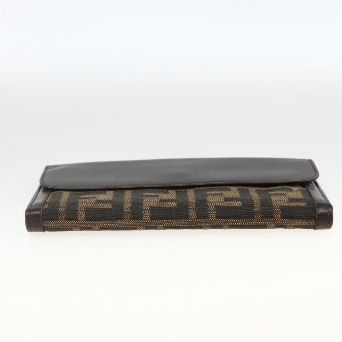 FENDI Zucca Canvas Long Wallet Black Brown