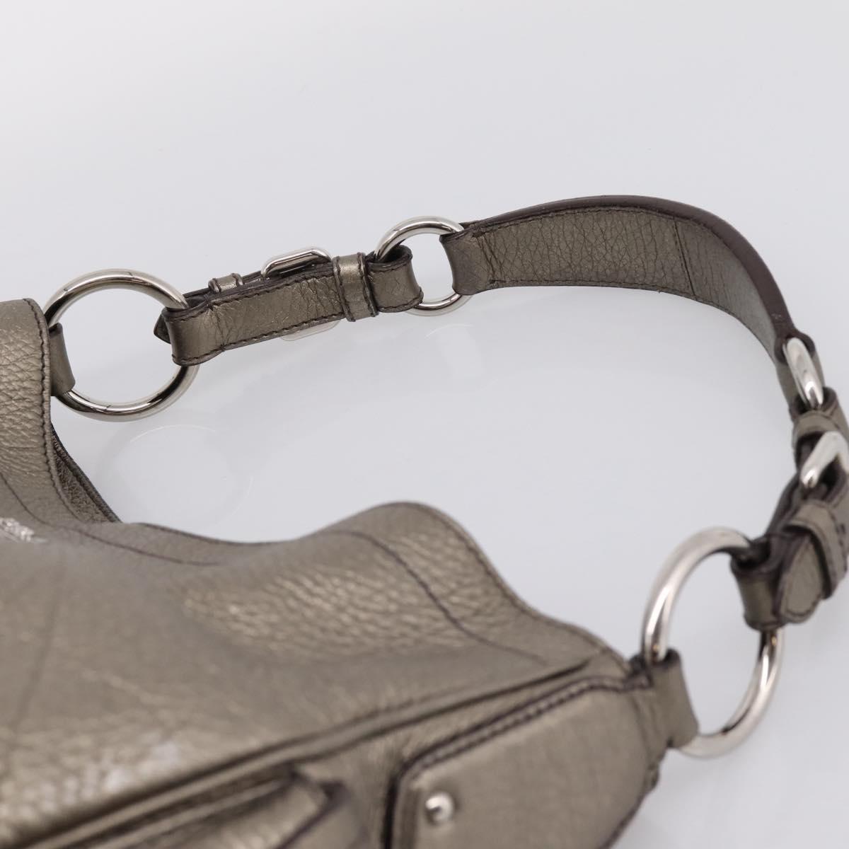 PRADA Shoulder Bag Leather Silver BR3353