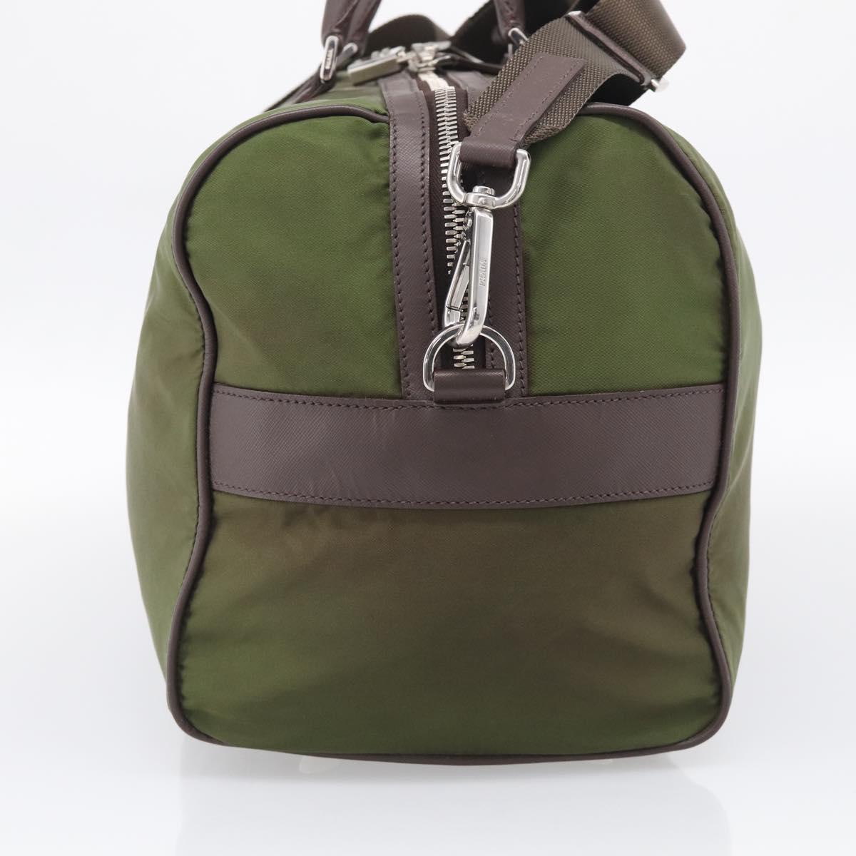 PRADA Boston Bag Nylon Khaki Silver