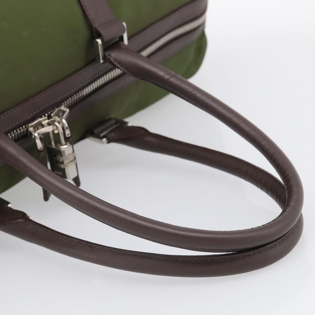PRADA Boston Bag Nylon Khaki Silver