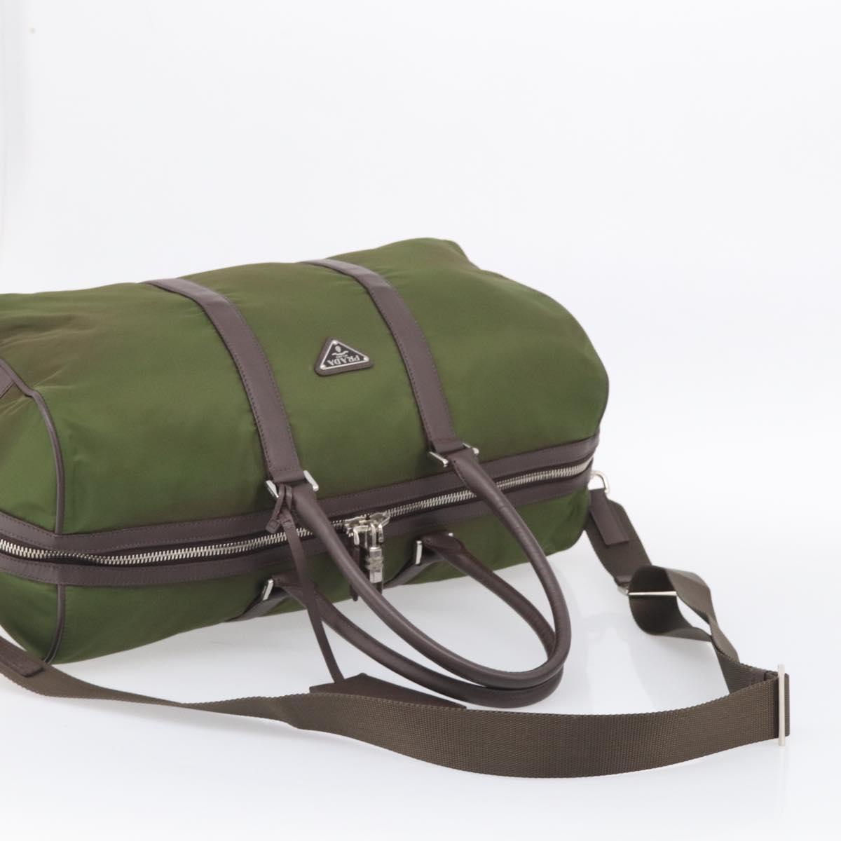 PRADA Boston Bag Nylon Khaki Silver