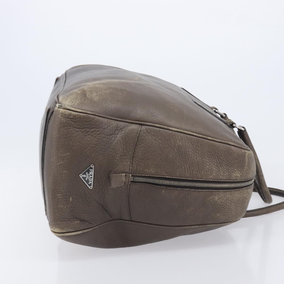 PRADA Boston Bag Leather Gray Silver
