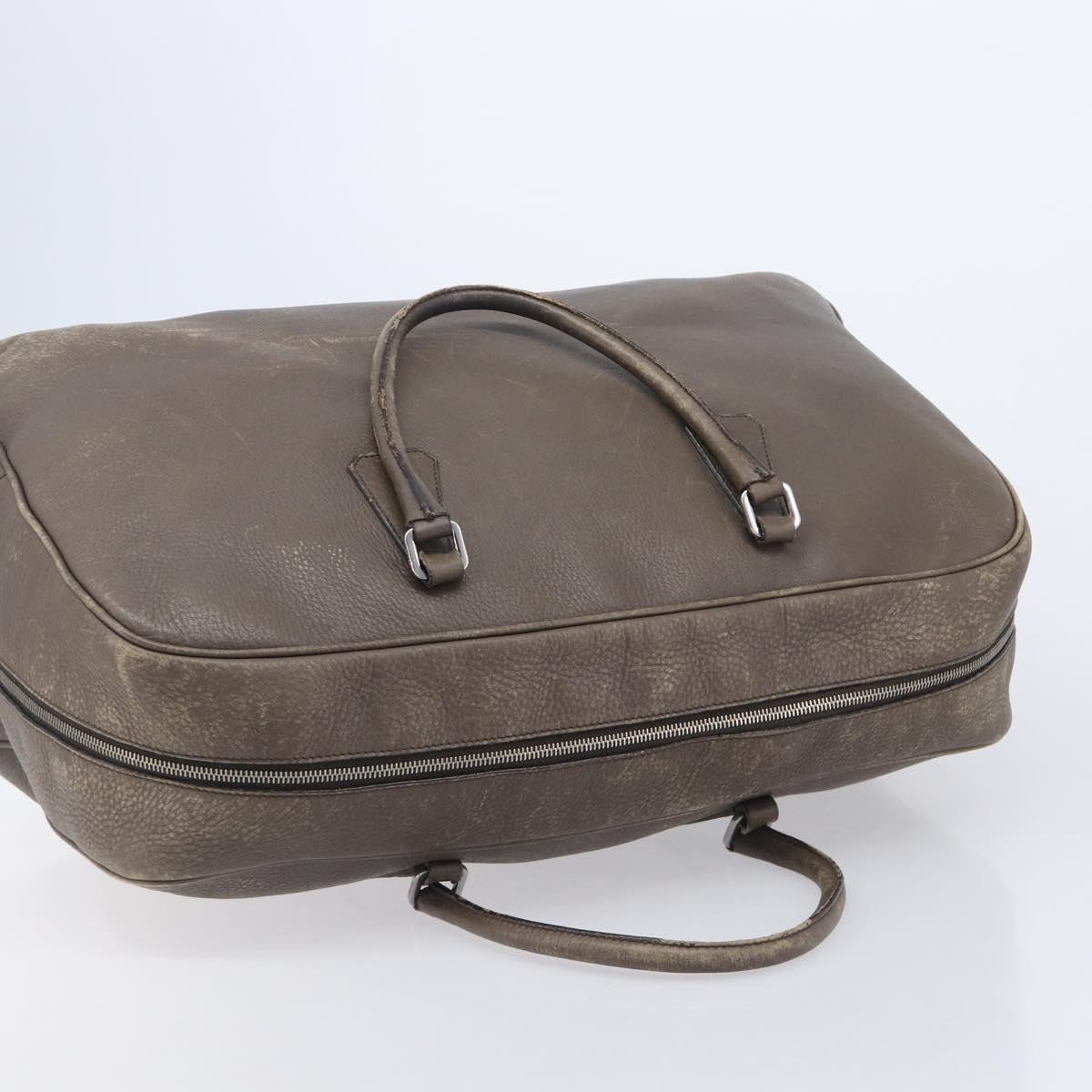 PRADA Boston Bag Leather Gray Silver