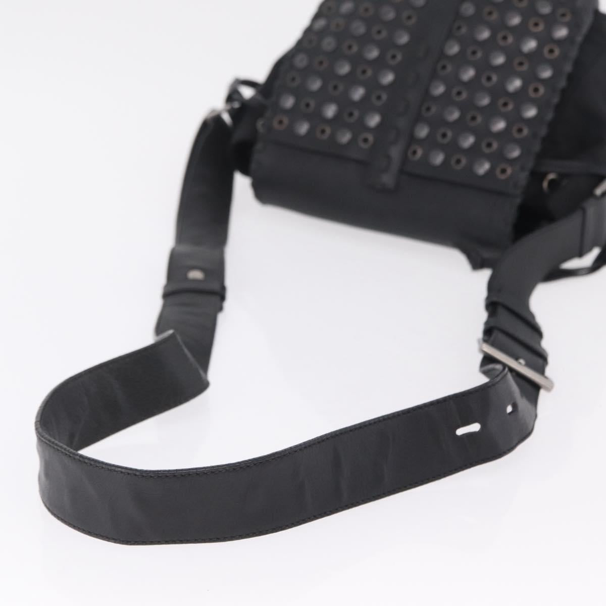PRADA Studs Shoulder Bag Nylon Black Silver