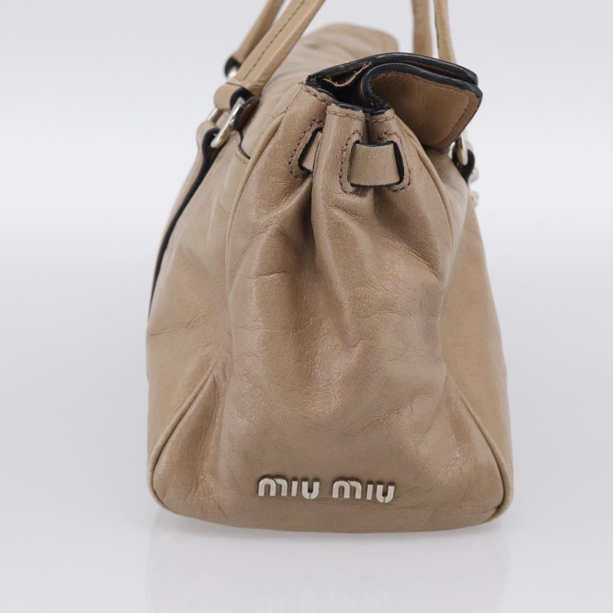 Miu Miu Shoulder Bag Leather Beige Silver
