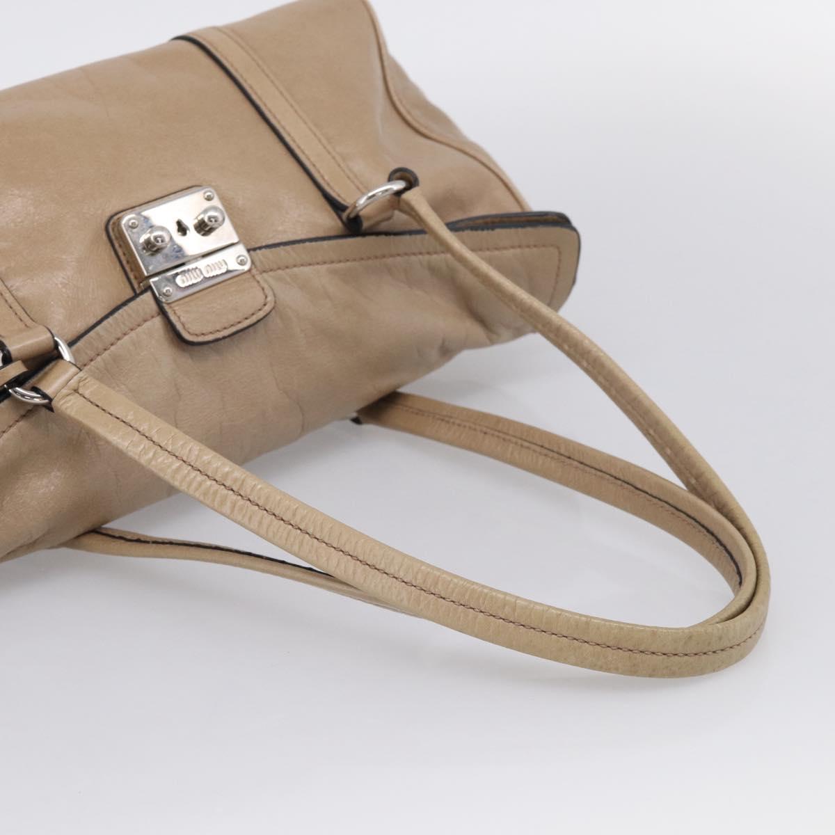 Miu Miu Shoulder Bag Leather Beige Silver