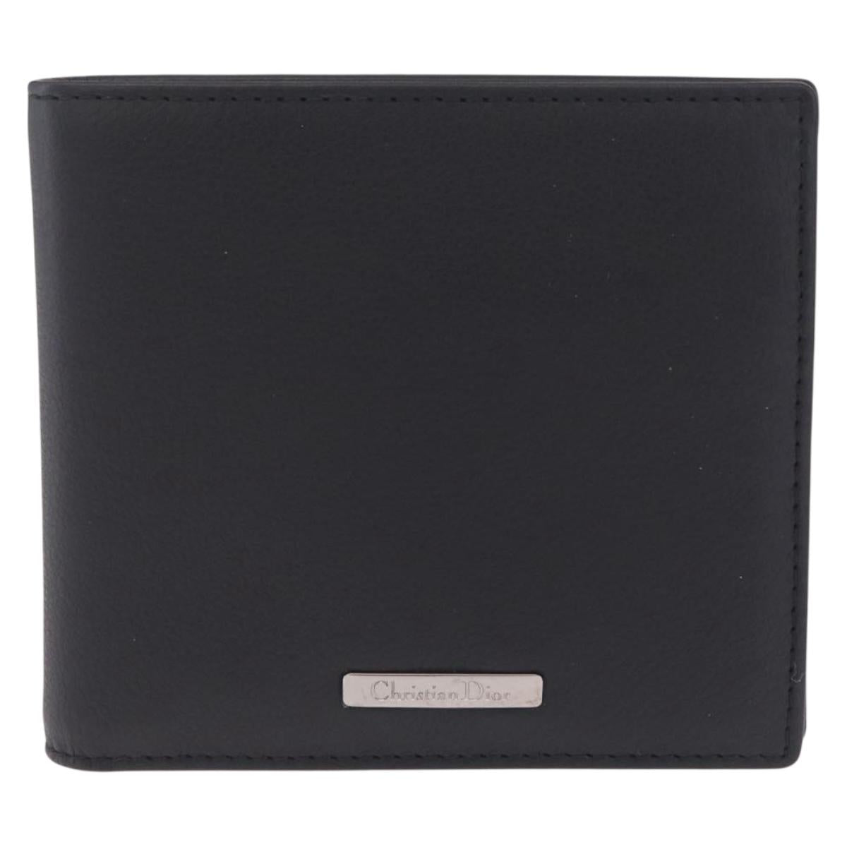 Christian Dior Bifold Wallet Leather Black Silver