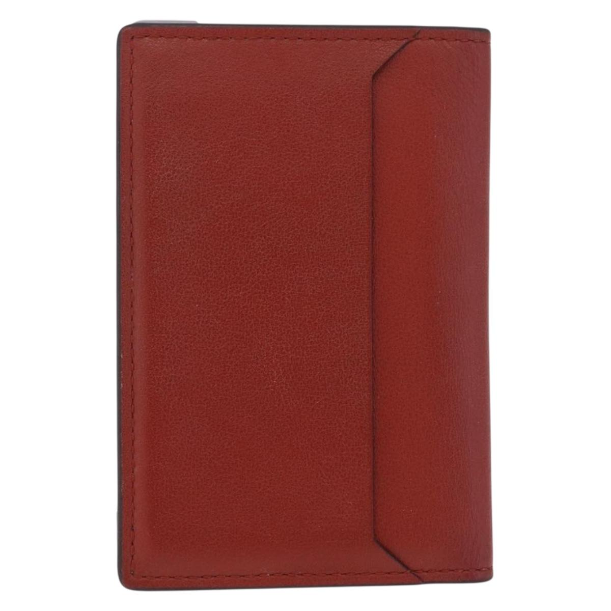 Cartier Card Case Leather Bordeaux Silver