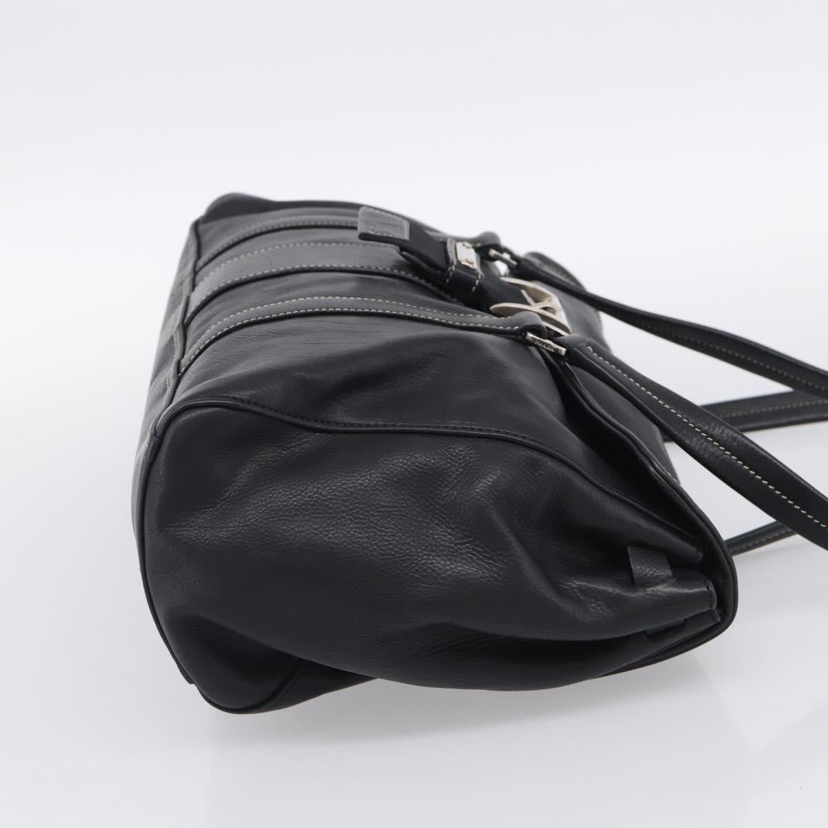 PRADA Shoulder Bag Leather Black Silver