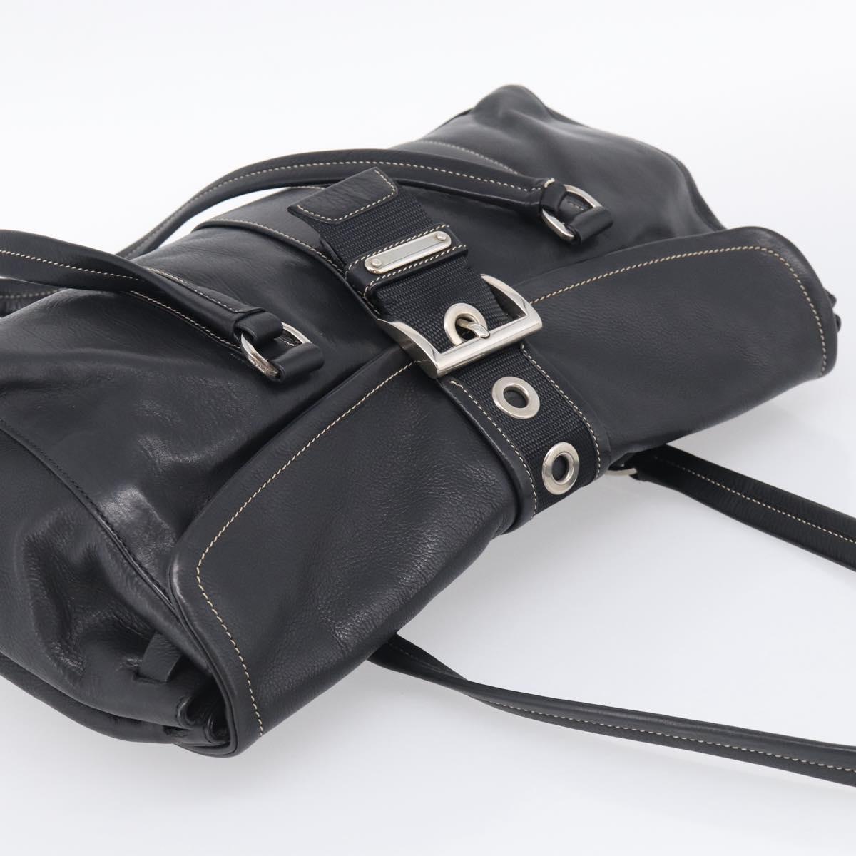 PRADA Shoulder Bag Leather Black Silver