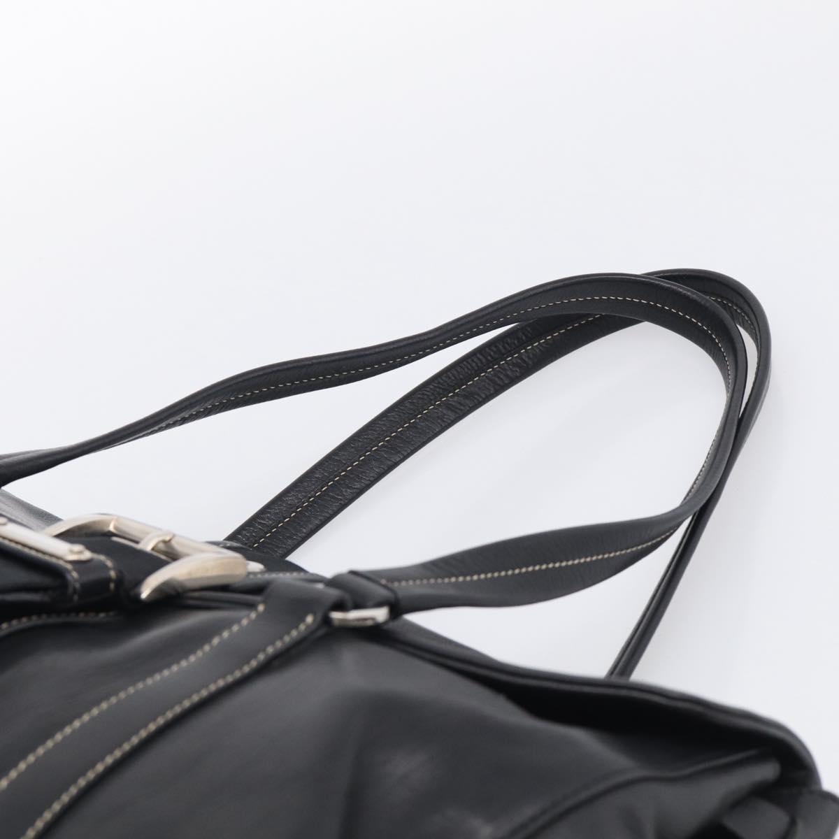 PRADA Shoulder Bag Leather Black Silver