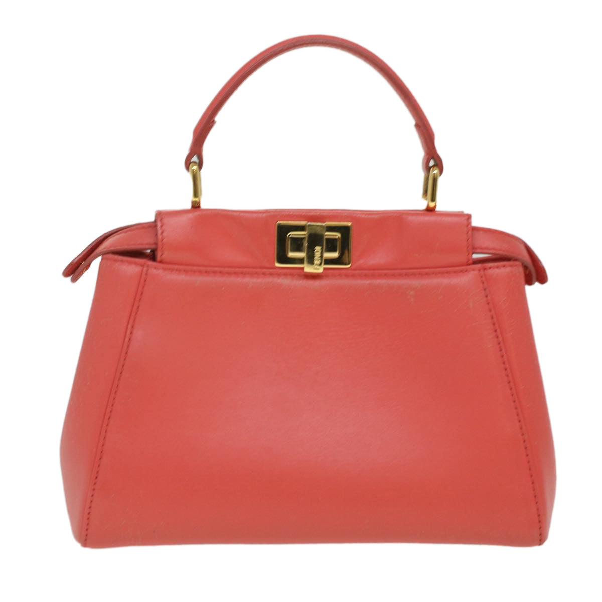 FENDI micro picaboo Hand Bag Leather 2way Orange