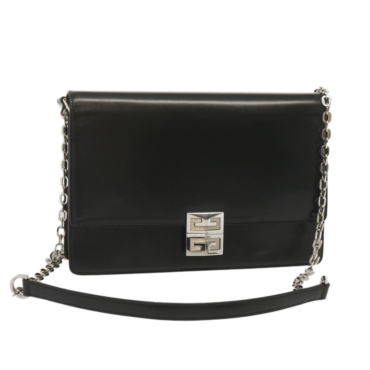 GIVENCHY Chain Shoulder Bag Leather Black