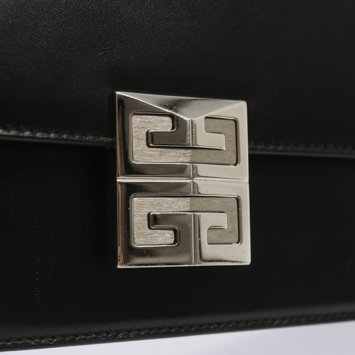 GIVENCHY Chain Shoulder Bag Leather Black