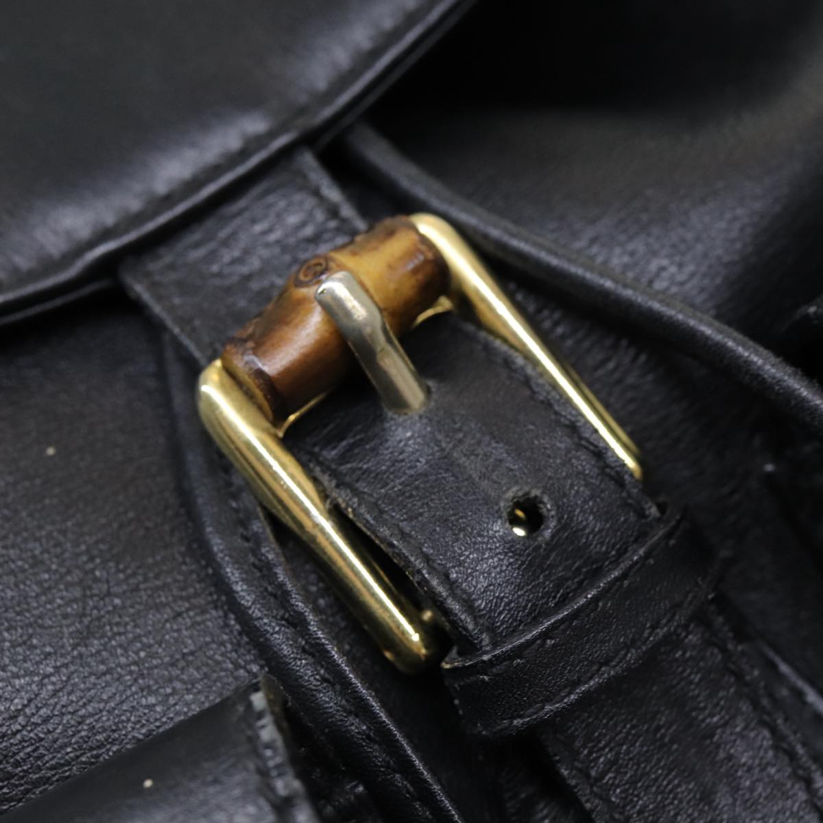 GUCCI Bamboo Backpack Leather Black