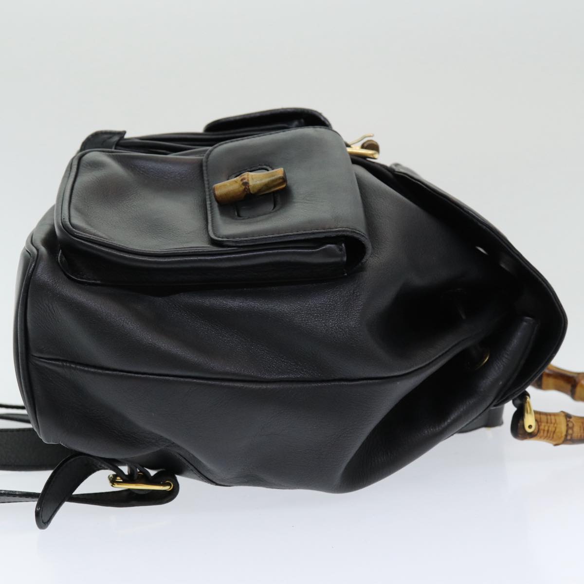 GUCCI Bamboo Backpack Leather Black