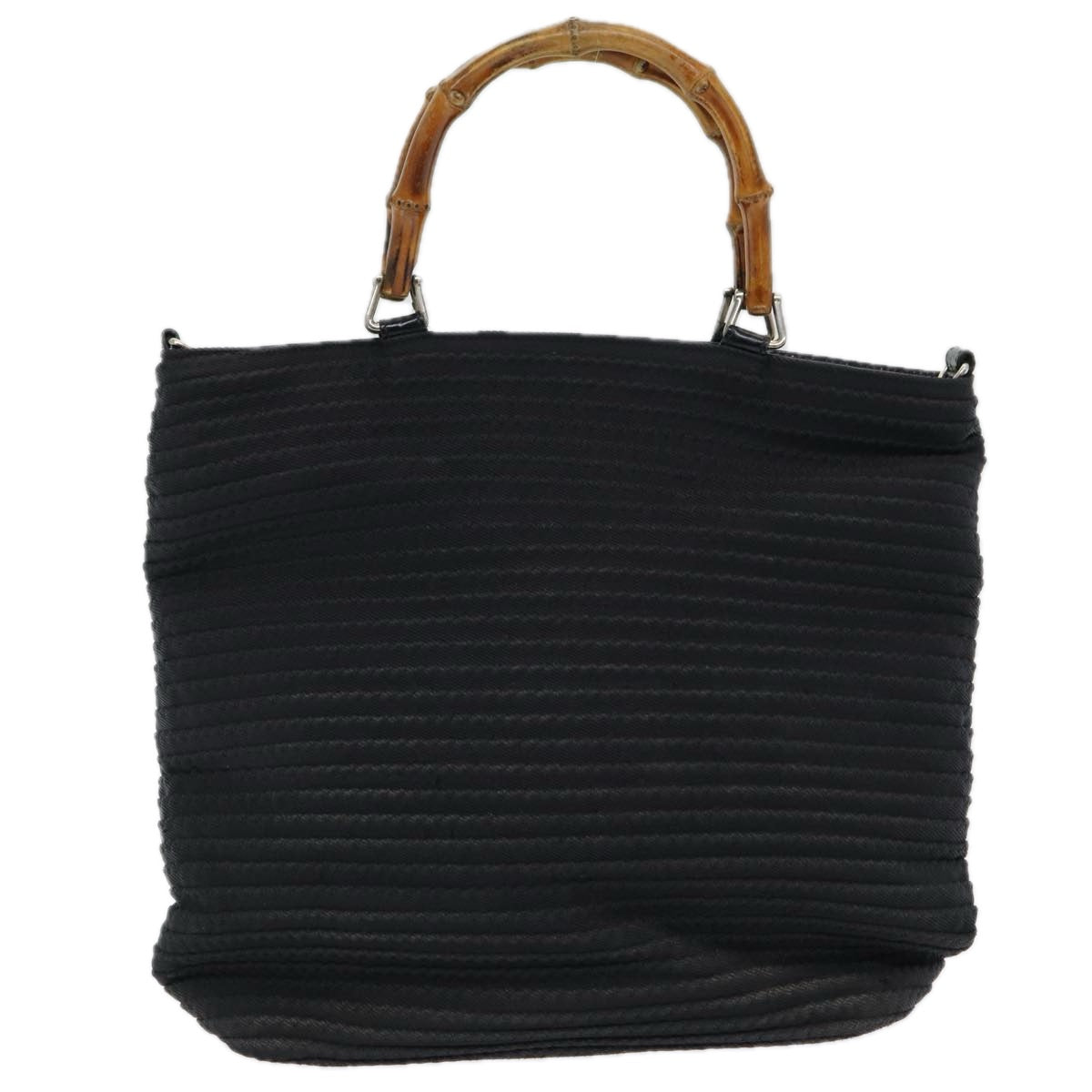GUCCI Bamboo Hand Bag Nylon Black