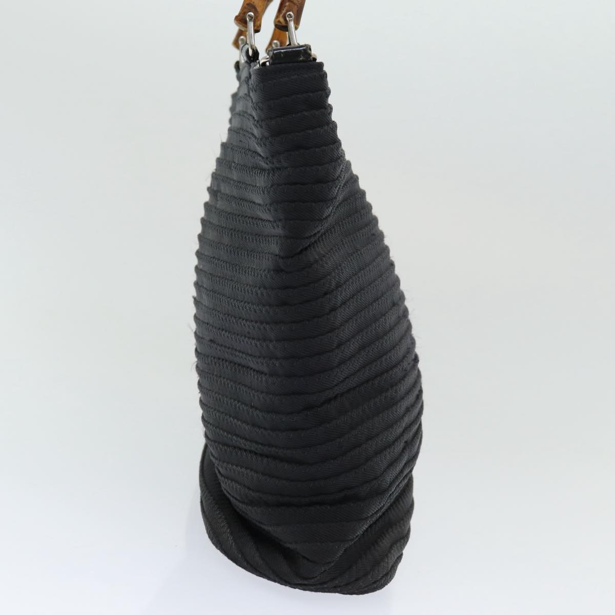 GUCCI Bamboo Hand Bag Nylon Black