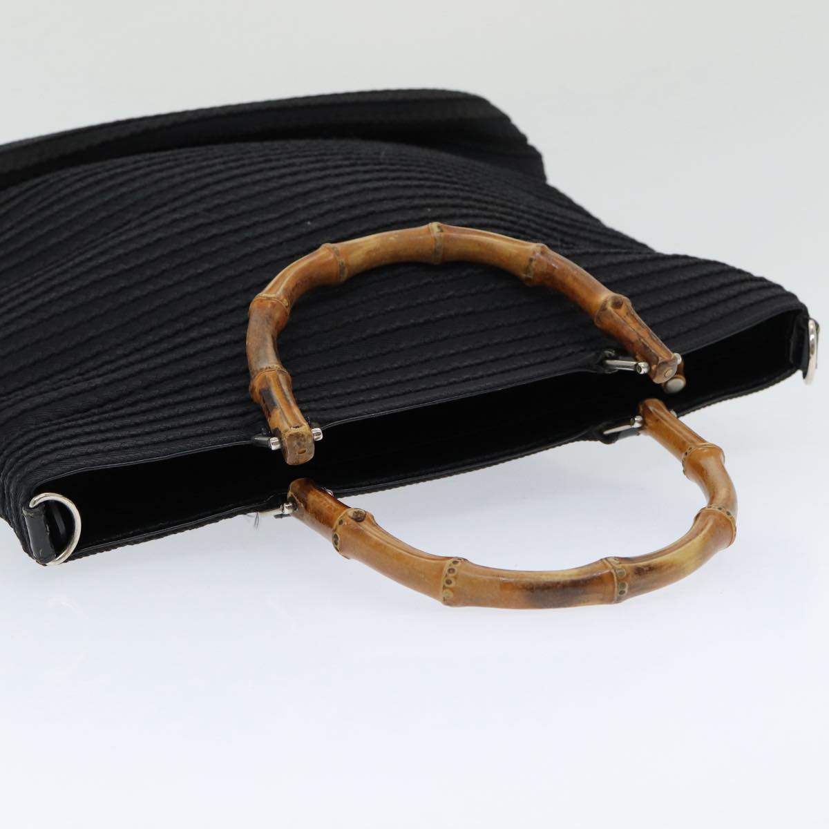 GUCCI Bamboo Hand Bag Nylon Black