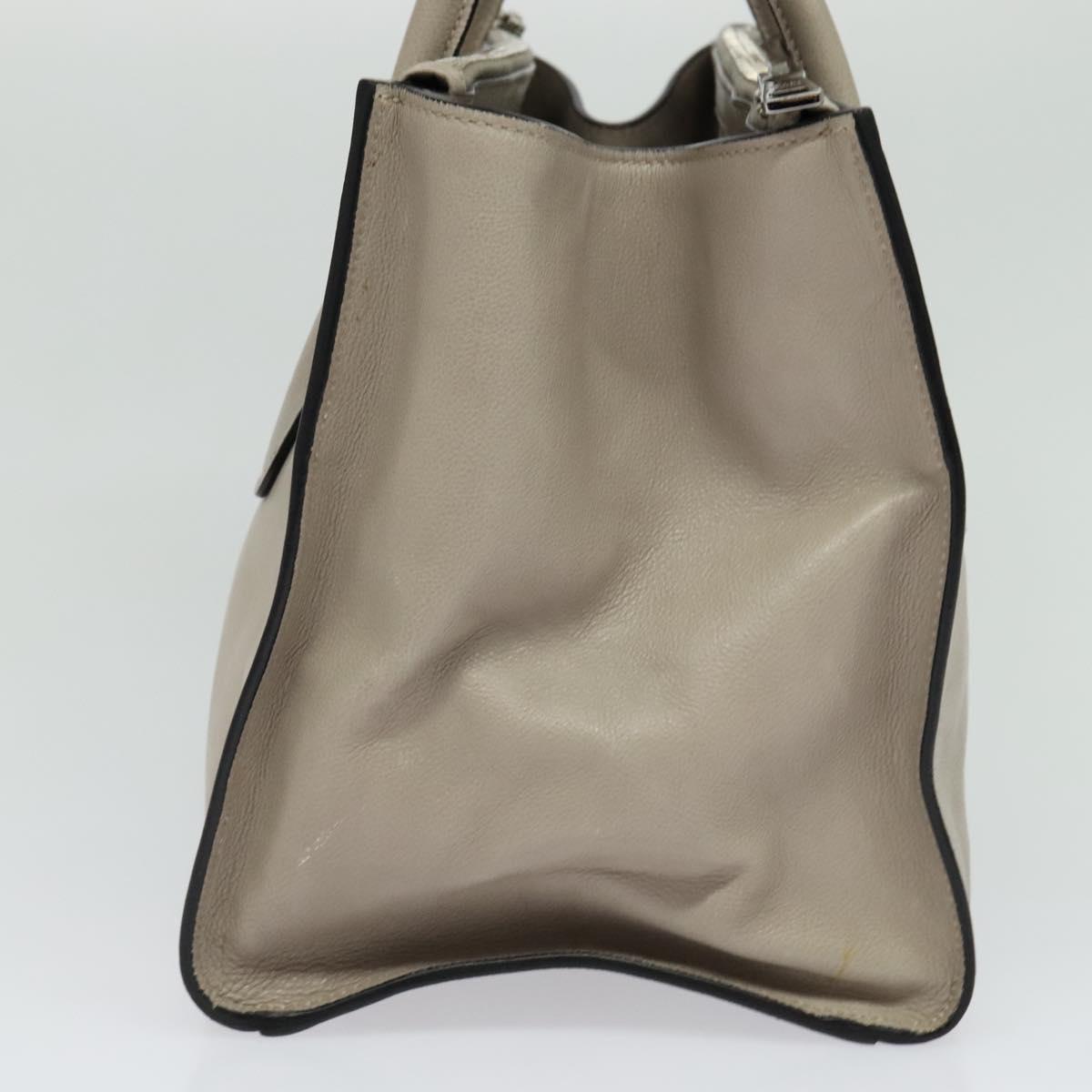 PRADA Hand Bag Leather 2way Beige Silver