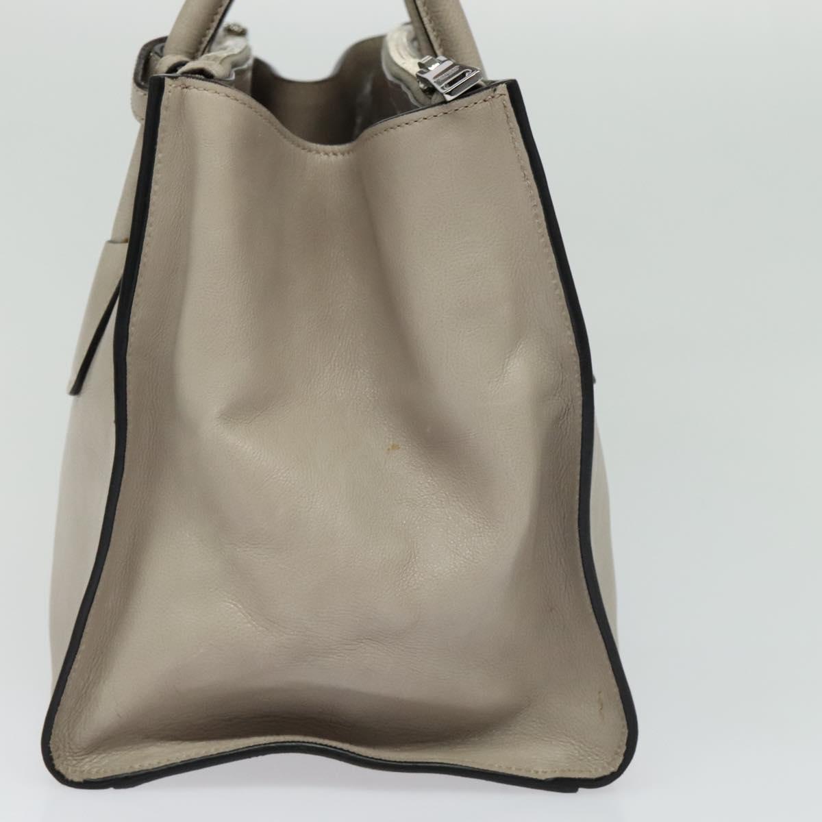 PRADA Hand Bag Leather 2way Beige Silver