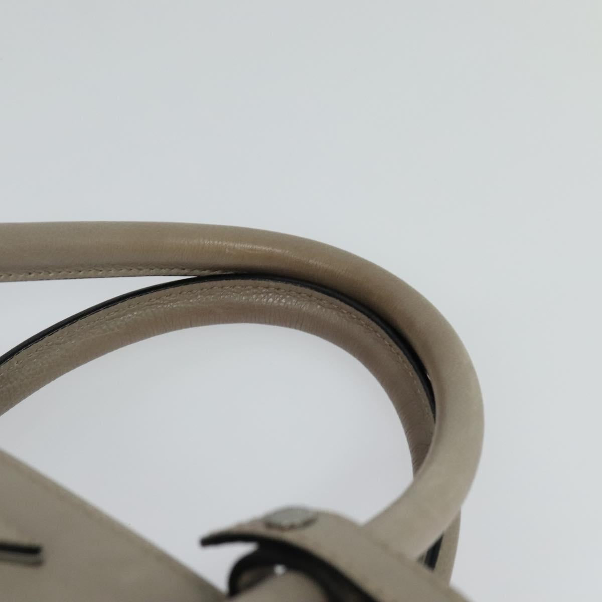 PRADA Hand Bag Leather 2way Beige Silver