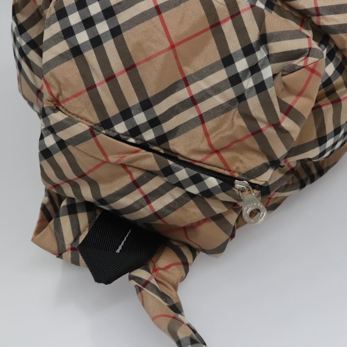 BURBERRY Nova Check Blue Label Backpack Nylon Beige Silver