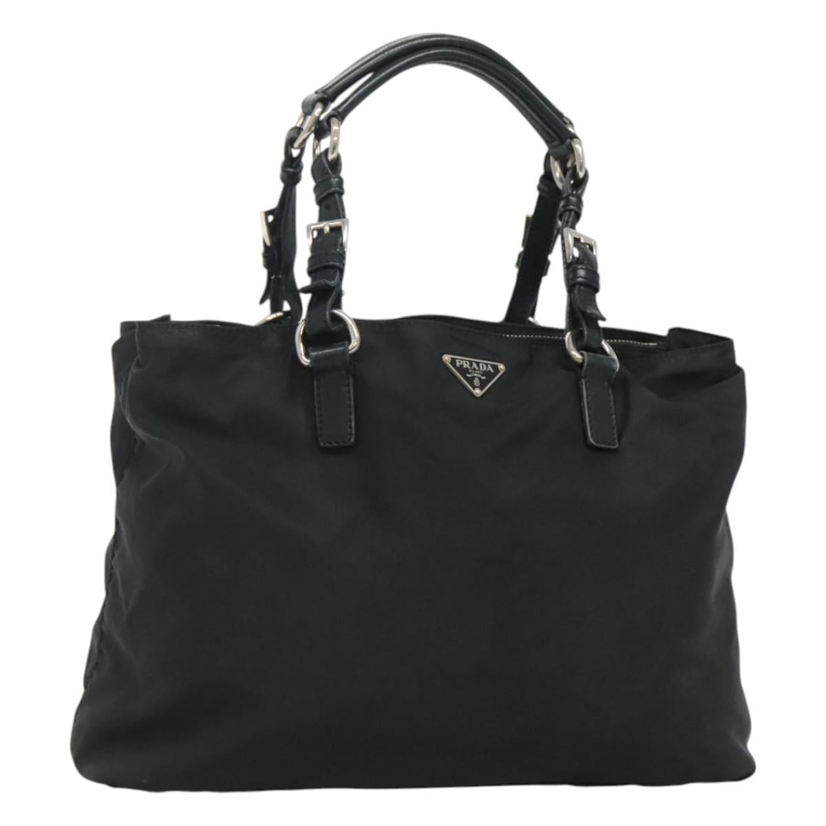 PRADA Tote Bag Nylon Black Silver