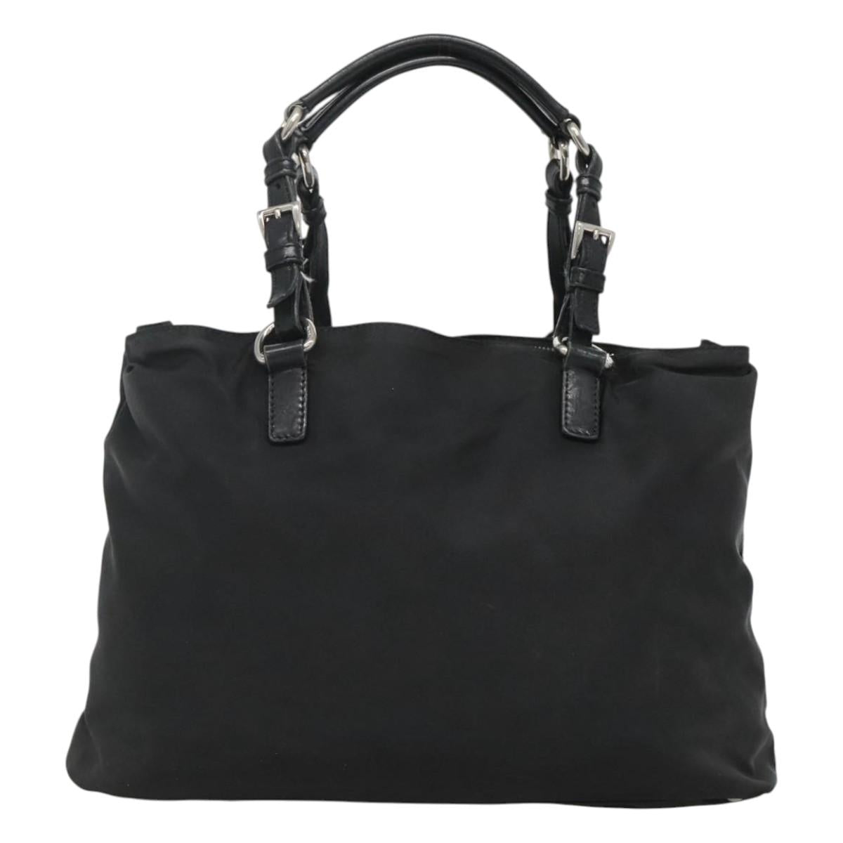 PRADA Tote Bag Nylon Black Silver