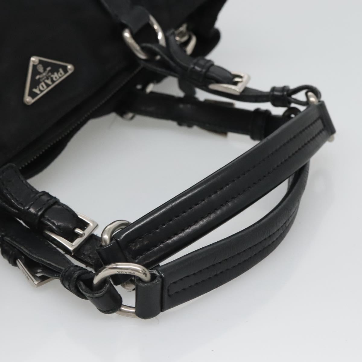 PRADA Tote Bag Nylon Black Silver