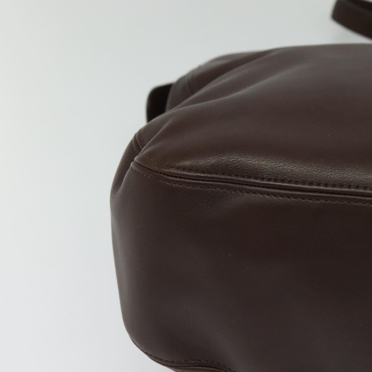Coach Shoulder Bag Leather Brown Silver