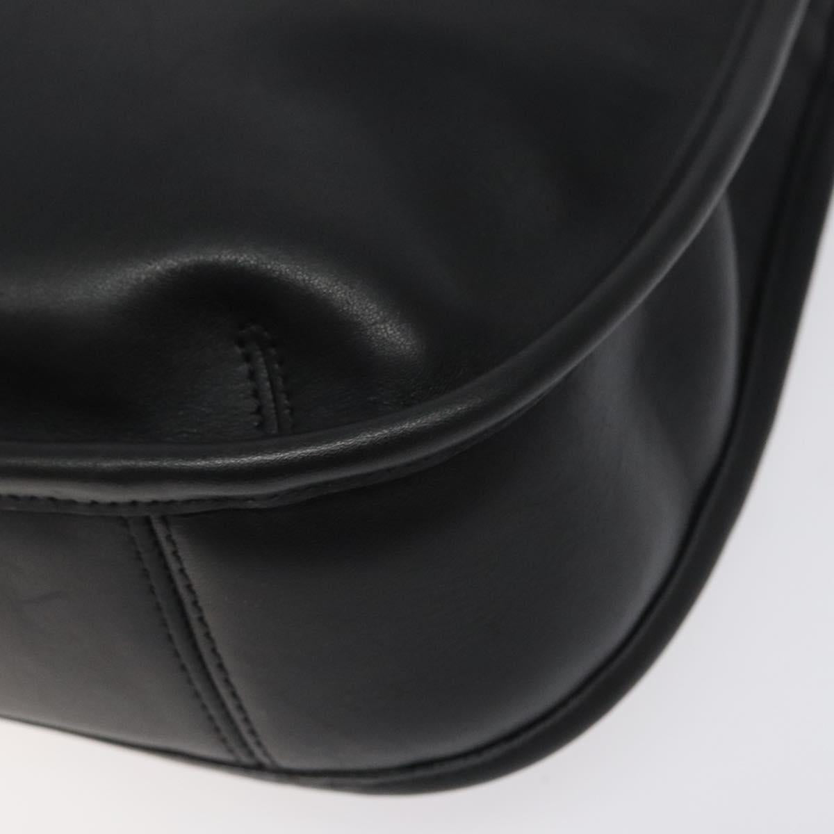 Coach Shoulder Bag Leather Black Silver