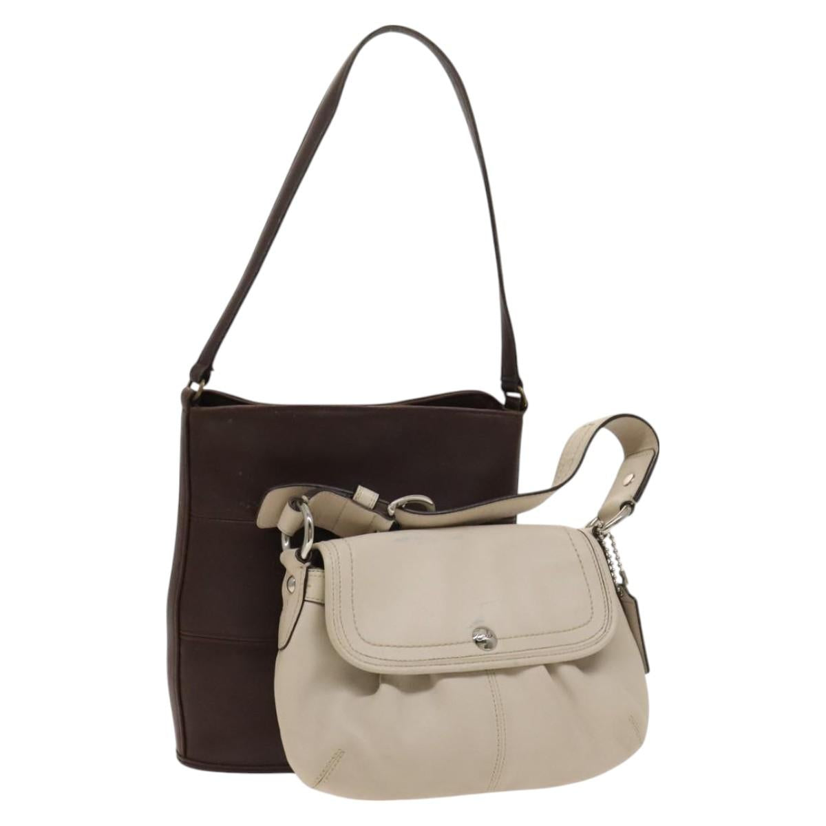 Coach Shoulder Bag Leather 2Set Brown Light Beige