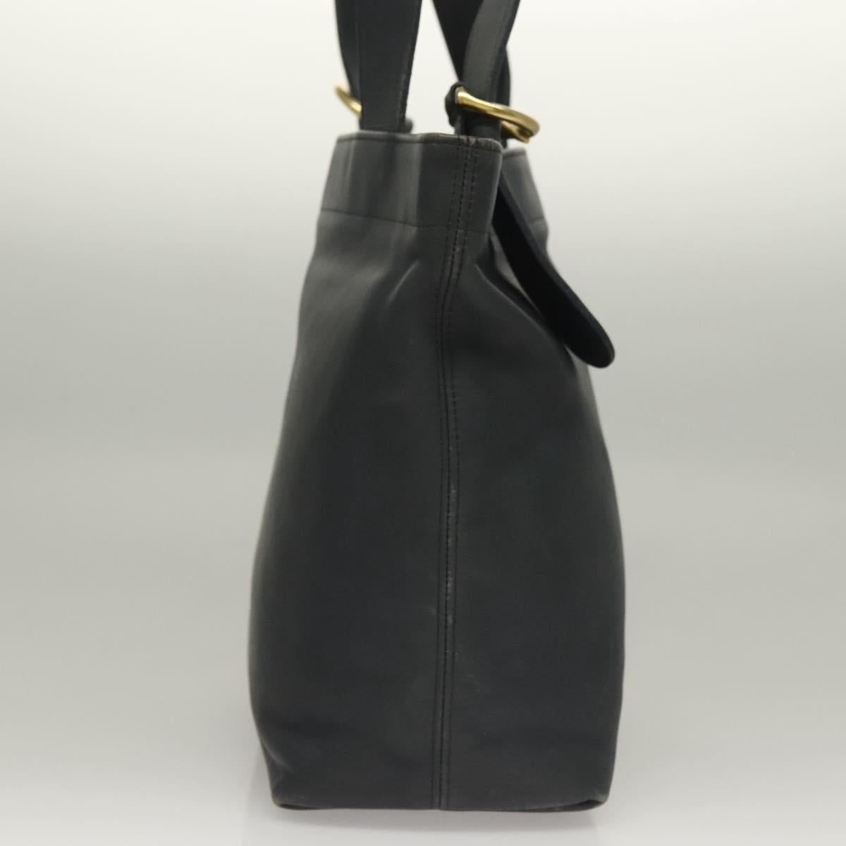 Coach Tote Bag Leather Navy Gold