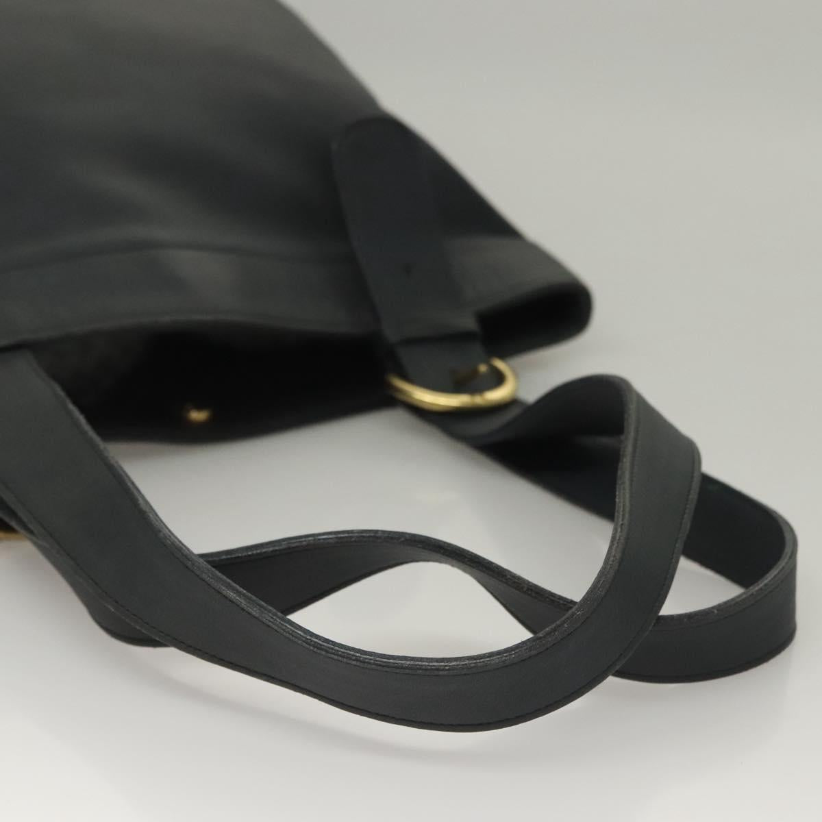 Coach Tote Bag Leather Navy Gold