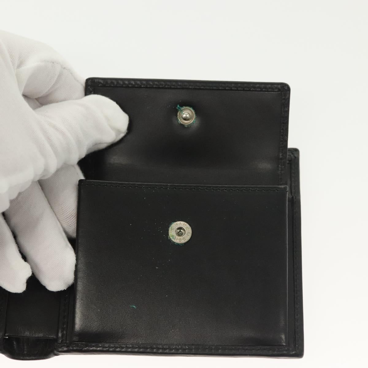 GUCCI Bifold Wallet Nylon Leather Black Silver