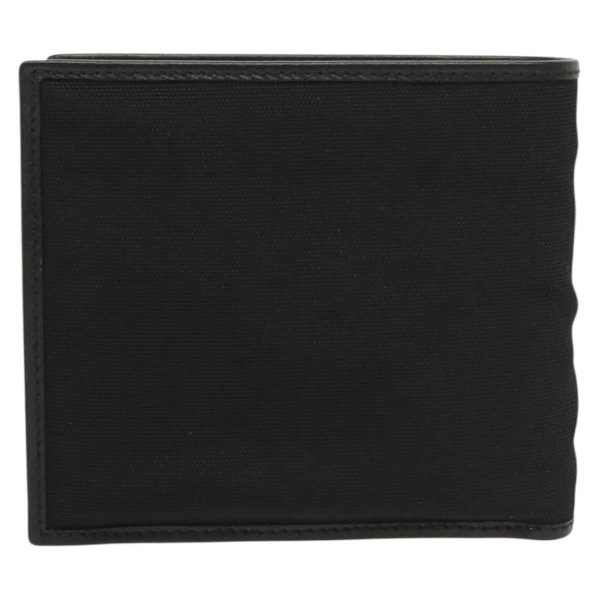 GUCCI Bifold Wallet Nylon Leather Black Silver