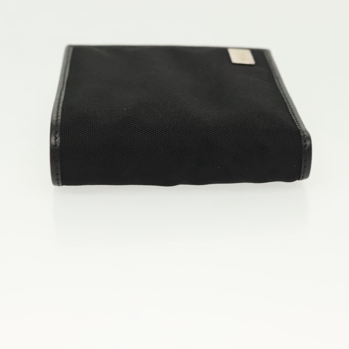 GUCCI Bifold Wallet Nylon Leather Black Silver