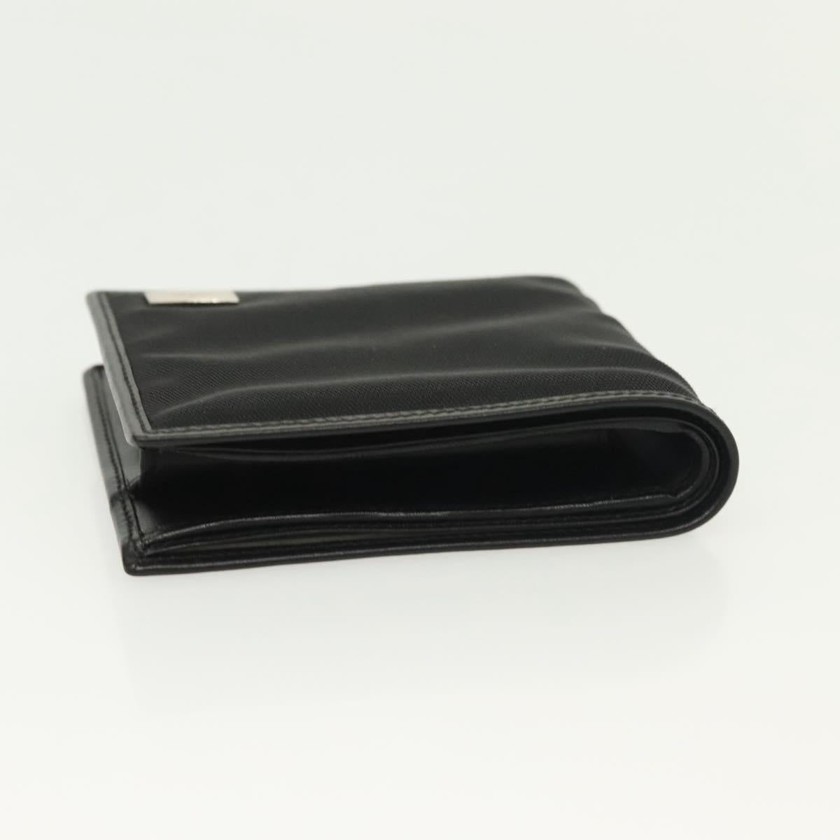 GUCCI Bifold Wallet Nylon Leather Black Silver