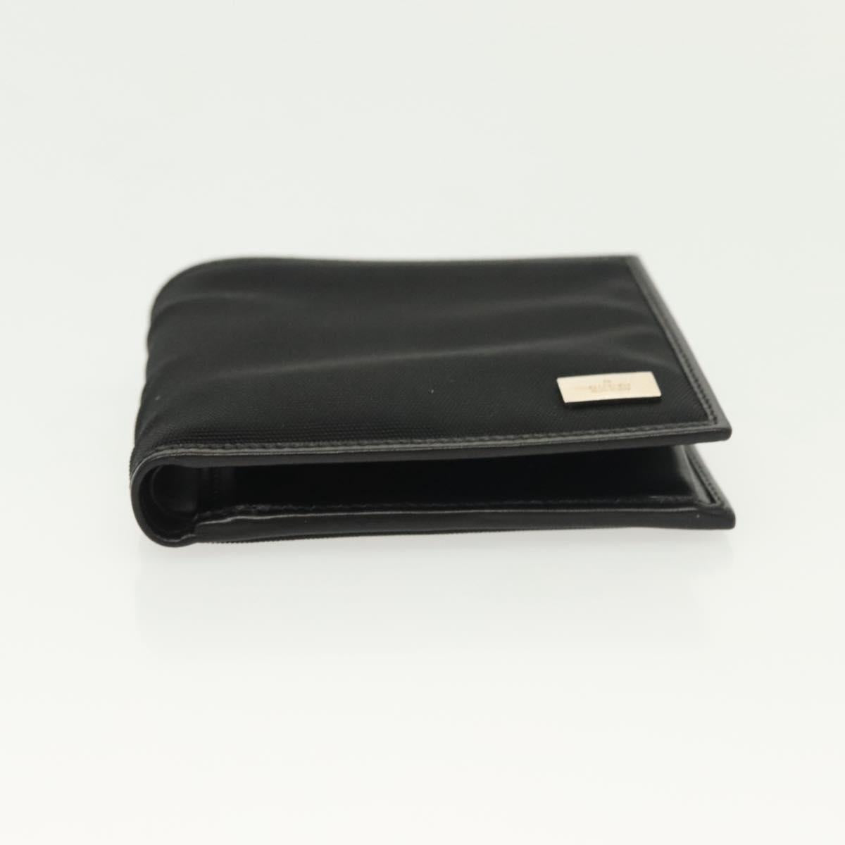 GUCCI Bifold Wallet Nylon Leather Black Silver