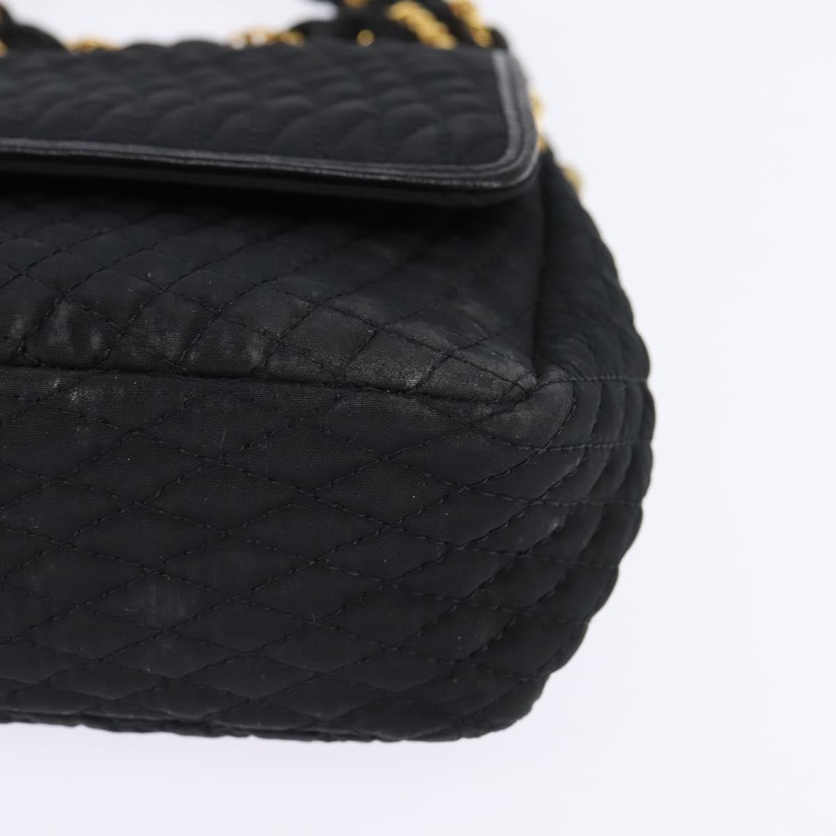 BALLY Chain Shoulder Bag Nylon Black Gold