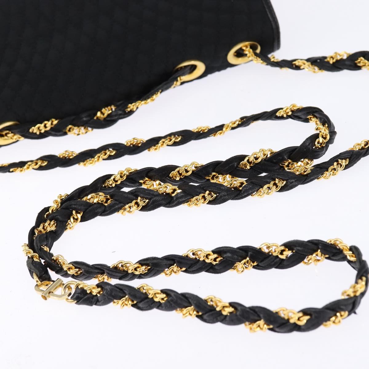 BALLY Chain Shoulder Bag Nylon Black Gold