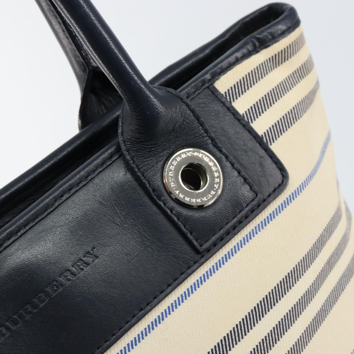 BURBERRY Tote Bag Canvas Ivory Silver